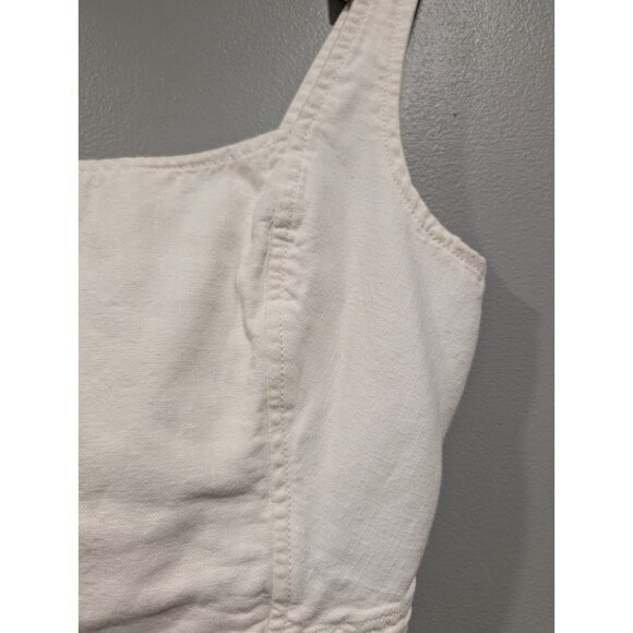 PILCRO Anthropologie Cream Corset Style Cotton/Linen Crop Top Smocked Back Sz S - Picture 15 of 16